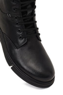 Men's Black Lace-Up Zipper Leather Casual Boot | Derimod Men's Black Lace-Up Zipper Leather Casual Boot | Derimod