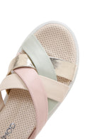 Women's Beige Leather Comfort Slippers | Derimod Women's Beige Leather Comfort Slippers | Derimod
