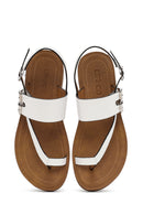 Women's White Ankle Strap Flip Flops Sandals | Derimod Women's White Ankle Strap Flip Flops Sandals | Derimod
