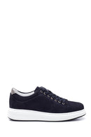 Men's Navy Blue Nubuck Leather Sneaker | Derimod Men's Navy Blue Nubuck Leather Sneaker | Derimod