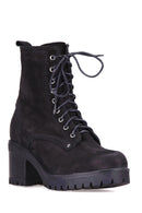 Lace-Up Women's Suede Boots | Derimod Lace-Up Women's Suede Boots | Derimod