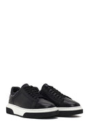 Erkek Siyah Bağcıklı Kalın Tabanlı Deri Sneaker | Derimod Erkek Siyah Bağcıklı Kalın Tabanlı Deri Sneaker | Derimod