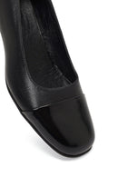 Women's Black Short Thick Heeled Leather Shoes | Derimod Women's Black Short Thick Heeled Leather Shoes | Derimod