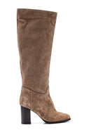 Women's Suede Heeled Leather Boots | Derimod Women's Suede Heeled Leather Boots | Derimod
