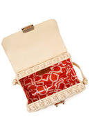 Woman Beige Long-Strap Stone-Embellished Woven Mini Crossbody Bag | Derimod Woman Beige Long-Strap Stone-Embellished Woven Mini Crossbody Bag | Derimod