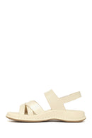 Woman Cream Strap Thick-Soled Comfort Sandal | Derimod Woman Cream Strap Thick-Soled Comfort Sandal | Derimod