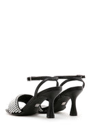 Women's Black Stone Heeled Sandals | Derimod Women's Black Stone Heeled Sandals | Derimod