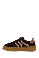 Woman Brown Lace-Up Charm Suede Leather Sneaker | Derimod Woman Brown Lace-Up Charm Suede Leather Sneaker | Derimod