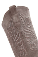 Women's Mink Suede Leather Heeled Cowboy Boots | Derimod Women's Mink Suede Leather Heeled Cowboy Boots | Derimod