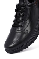 Men's Black Lace-Up Leather Casual Sneakers | Derimod Men's Black Lace-Up Leather Casual Sneakers | Derimod