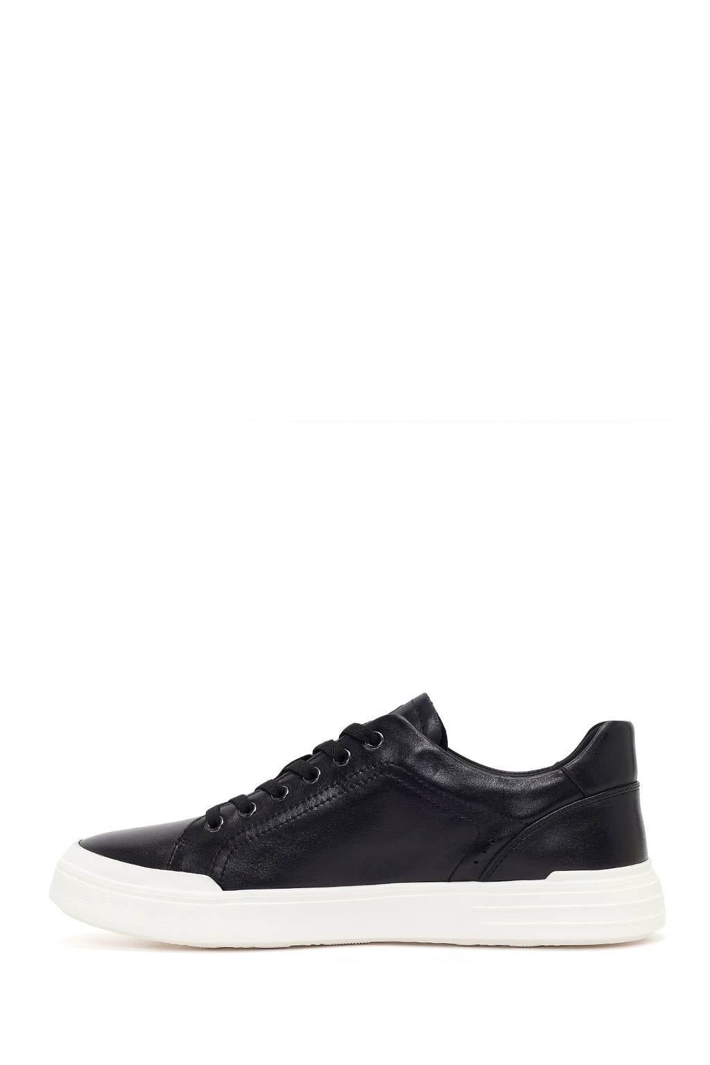 Erkek Siyah Bağcıklı Deri Sneaker