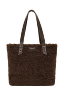 Woman Brown Plush Teddy Shoulder Bag | Derimod Woman Brown Plush Teddy Shoulder Bag | Derimod