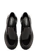 Kadın Siyah Rugan Deri Maskülen Loafer | Derimod Kadın Siyah Rugan Deri Maskülen Loafer | Derimod