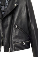 Eliza Women's Black Biker Short Leather Jacket | Derimod Eliza Women's Black Biker Short Leather Jacket | Derimod