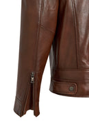 Patrick Men's Brown Judge Collar Leather Jacket | Derimod Patrick Men's Brown Judge Collar Leather Jacket | Derimod