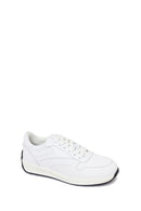 Woman White Lace-Up Leather Sneaker | Derimod Woman White Lace-Up Leather Sneaker | Derimod