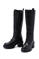 Women's Black Zipper Heeled Leather Boots | Derimod Women's Black Zipper Heeled Leather Boots | Derimod