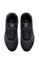 Alberto Guardiani Men's Navy Blue Gray Winner Thick Soled Leather Sneaker | Derimod Alberto Guardiani Men's Navy Blue Gray Winner Thick Soled Leather Sneaker | Derimod