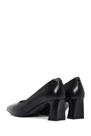 Women's Black Thick Low Heel Leather Stiletto | Derimod Women's Black Thick Low Heel Leather Stiletto | Derimod