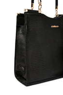Women's Black Printed Long Strap Shoulder Bag | Derimod Women's Black Printed Long Strap Shoulder Bag | Derimod
