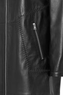 Selena Women's Black Hooded Leather Coat | Derimod Selena Women's Black Hooded Leather Coat | Derimod