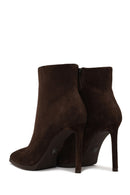 Woman Brown Zip Closure High Thin Heeled Suede Boots | Derimod Woman Brown Zip Closure High Thin Heeled Suede Boots | Derimod
