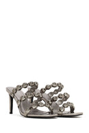 Woman Anthracite High Thin-Heeled Slipper | Derimod Woman Anthracite High Thin-Heeled Slipper | Derimod