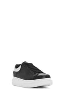 Erkek Siyah Bağcıklı Kalın Tabanlı Deri Sneaker | Derimod Erkek Siyah Bağcıklı Kalın Tabanlı Deri Sneaker | Derimod