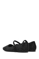 Women's Black Stone Leather Ballerinas | Derimod Women's Black Stone Leather Ballerinas | Derimod