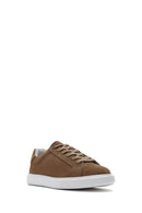 Men's Mink Lace-Up Nubuck Leather Sneaker | Derimod Men's Mink Lace-Up Nubuck Leather Sneaker | Derimod