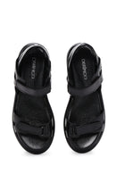 Women's Black Leather Comfort Sandals | Derimod Women's Black Leather Comfort Sandals | Derimod
