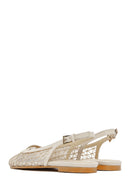 Women's Beige Open Back Patterned Ballerinas | Derimod Women's Beige Open Back Patterned Ballerinas | Derimod