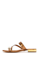 Women's Bronze Stone Metallic Slippers | Derimod Women's Bronze Stone Metallic Slippers | Derimod