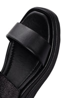 Women's Black Wedge Heeled Leather Sandals | Derimod Women's Black Wedge Heeled Leather Sandals | Derimod