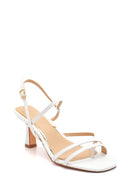 Women's White Printed Heeled Sandals | Derimod Women's White Printed Heeled Sandals | Derimod