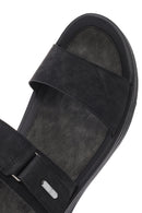 Men's Black Nubuck Leather Casual Slippers | Derimod Men's Black Nubuck Leather Casual Slippers | Derimod