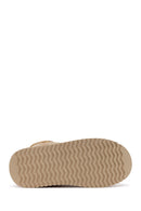 Woman Beige Patterned Suede Teddy Boots | Derimod Woman Beige Patterned Suede Teddy Boots | Derimod