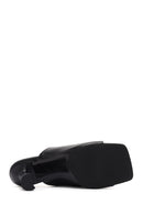 Women's Black Heeled Leather Slippers | Derimod Women's Black Heeled Leather Slippers | Derimod