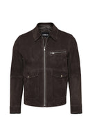 Morata Men's Brown Nubuck Leather Jacket | Derimod Morata Men's Brown Nubuck Leather Jacket | Derimod