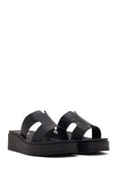 Women's Black Thick Soled Slippers | Derimod Women's Black Thick Soled Slippers | Derimod