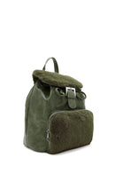 Women's Khaki Plush Detailed Backpack | Derimod Women's Khaki Plush Detailed Backpack | Derimod