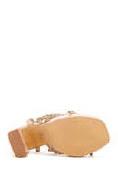 Women's Rose Gold Stone High Heel Sandals | Derimod Women's Rose Gold Stone High Heel Sandals | Derimod