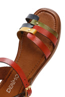 Women's Multicolored Leather Bodrum Sandals | Derimod Women's Multicolored Leather Bodrum Sandals | Derimod