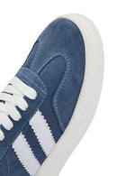 Women's Blue Lace-Up Chunky Sole Suede Leather Sneakers | Derimod Women's Blue Lace-Up Chunky Sole Suede Leather Sneakers | Derimod