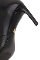 Woman Black Thin High-Heeled Leather Boots | Derimod Woman Black Thin High-Heeled Leather Boots | Derimod