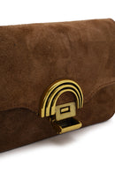 Woman Tan Long-Strap Suede Crossbody Bag | Derimod Woman Tan Long-Strap Suede Crossbody Bag | Derimod