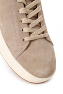 Erkek Bej Bağcıklı Süet Deri Sneaker | Derimod Erkek Bej Bağcıklı Süet Deri Sneaker | Derimod
