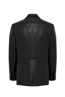 Kane Men's Black Buttoned Blazer Leather Jacket | Derimod Kane Men's Black Buttoned Blazer Leather Jacket | Derimod