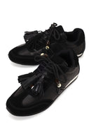 Kadın Siyah Bağcıklı Charmlı Leopar Deri Sneaker | Derimod Kadın Siyah Bağcıklı Charmlı Leopar Deri Sneaker | Derimod