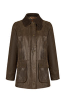 Gateaway Woman Brown Leather Coat | Derimod Gateaway Woman Brown Leather Coat | Derimod